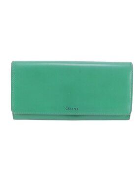 Celine Flap Leather Wallet Green